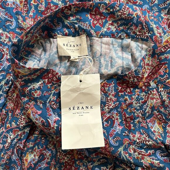 NWT Sezane Jupe Alicia Midi Skirt in Ranch Marine - Women's 34 / US2 - Picture 2 of 7